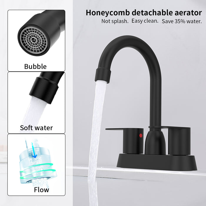 Bathroom Faucet 2-Handle Bathroom Sink Faucet 360 Degree High Arc Swivel Spout Centerset 4 Inch Vanity Faucet RV Bathroom Faucet 2/3 Holes Lavatory Faucet