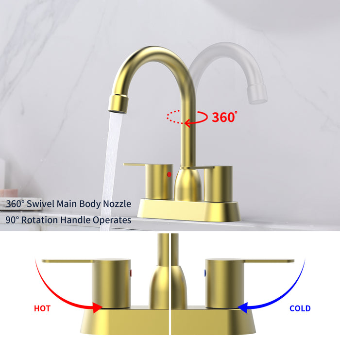 2 Handles 4 in.Centerset Bathroom Faucets for 2/3 Hole