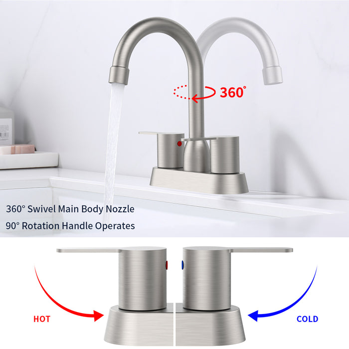 2 Handles 4 in.Centerset Bathroom Faucets for 2/3 Hole