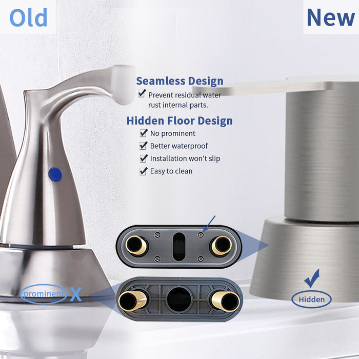 2 Handles 4 in.Centerset Bathroom Faucets for 2/3 Hole
