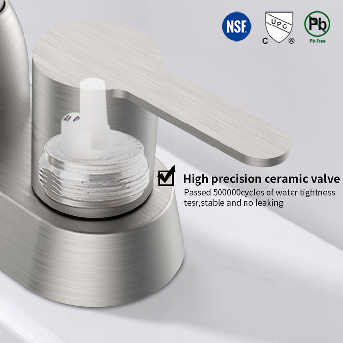 2 Handles 4 in.Centerset Bathroom Faucets for 2/3 Hole