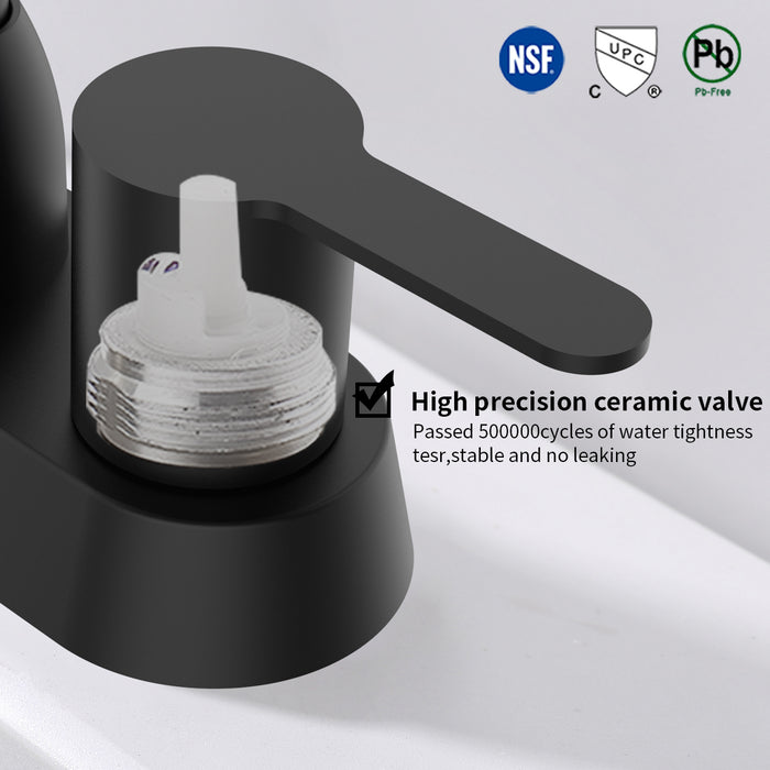 2 Handles 4 in.Centerset Bathroom Faucets for 2/3 Hole