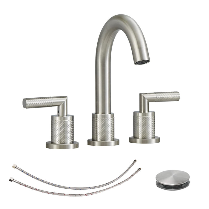 Bathroom Faucet 2 Handle Bathroom Sink Faucet 8 inch Widespread 3 Hole 360° Swivel Spout Modern Sink Basin Faucets