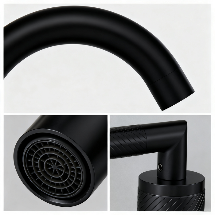 Bathroom Faucet 2 Handle Bathroom Sink Faucet 8 inch Widespread 3 Hole 360° Swivel Spout Modern Sink Basin Faucets