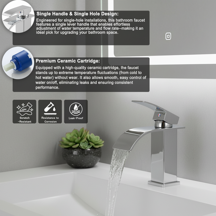 Single Handle Bathroom Faucet Lavatory Faucet Stainless Steel Single Hole