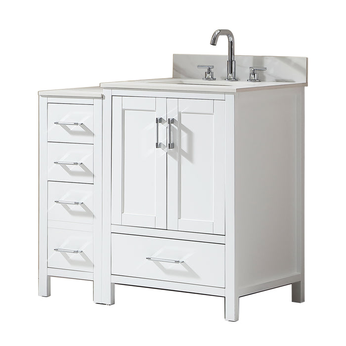 36 in. W x 22 in. D x 34 in. H Single Bathroom Vanity with Sink and Engineered Stone Top Solid Hardwood Bathroom Vanity