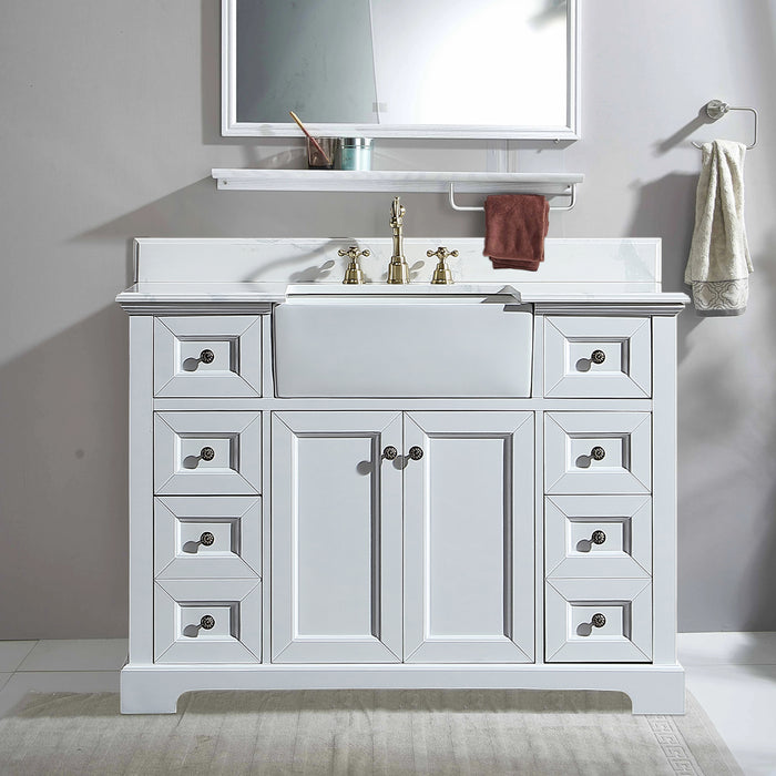 48 in. W x 22 in. D x 35 in. H White Bathroom Vanity with Undermount Sink and Quartz Stone Vanity Top Bathroom Vanity Sink Combo