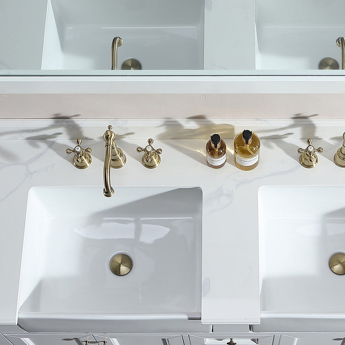 60 in. W x 22 in. D x 35 in. H Bathroom Vanity with Undermount Sink Quartz Stone Vanity Top Double Sink Bathroom Vanity