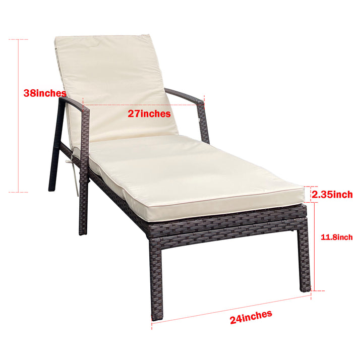 Outdoor Patio Lounge Chairs Rattan Wicker Patio Chaise Lounges Chair Brown