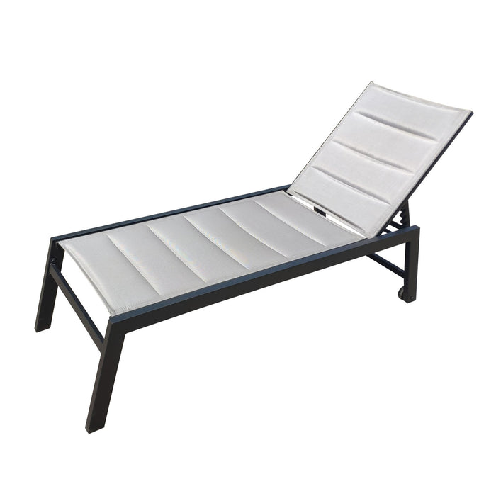 Outdoor Chaise Lounge Chair,Five-Position Adjustable Aluminum Recliner,All Weather For Patio,Beach,Yard, Pool (Black Fabric)