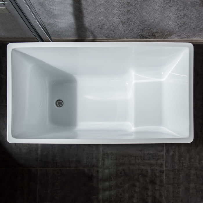 Freestanding 39 in. Contemporary Design Acrylic Flatbottom  Soaking Tub  Bathtub in White