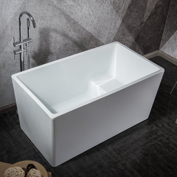 Freestanding 39 in. Contemporary Design Acrylic Flatbottom  Soaking Tub  Bathtub in White