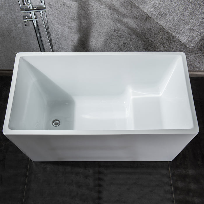 Freestanding 43 in. Contemporary Design Acrylic Flatbottom  Soaking Tub  Bathtub in White