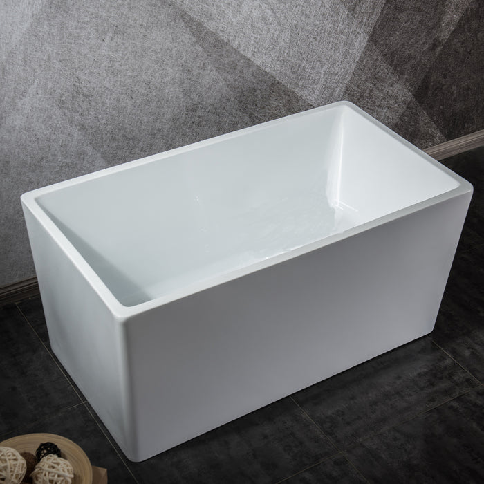 Freestanding 43 in. Contemporary Design Acrylic Flatbottom  Soaking Tub  Bathtub in White