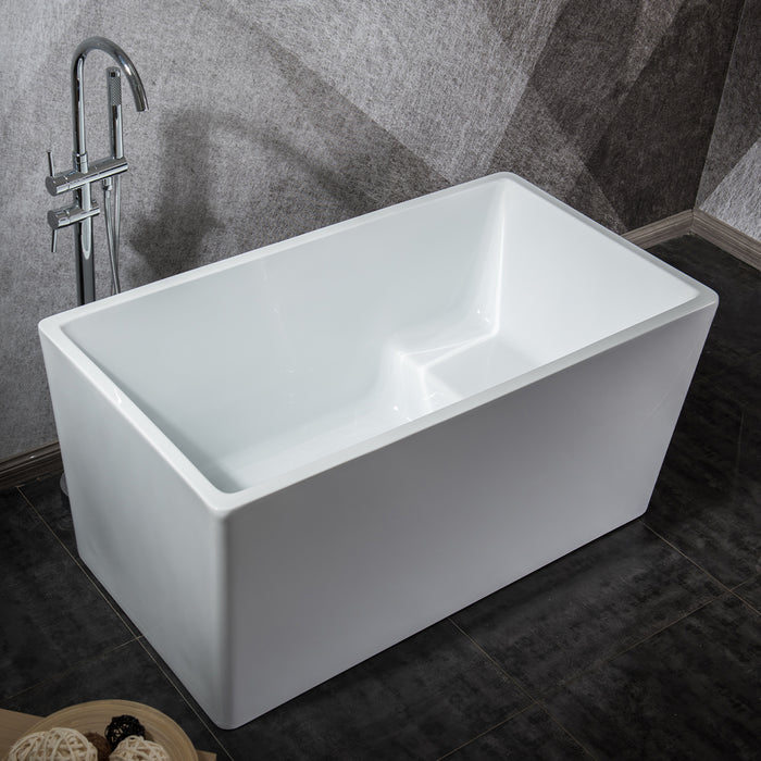 Freestanding 47 in. Contemporary Design Acrylic Flatbottom  Soaking Tub  Bathtub in White