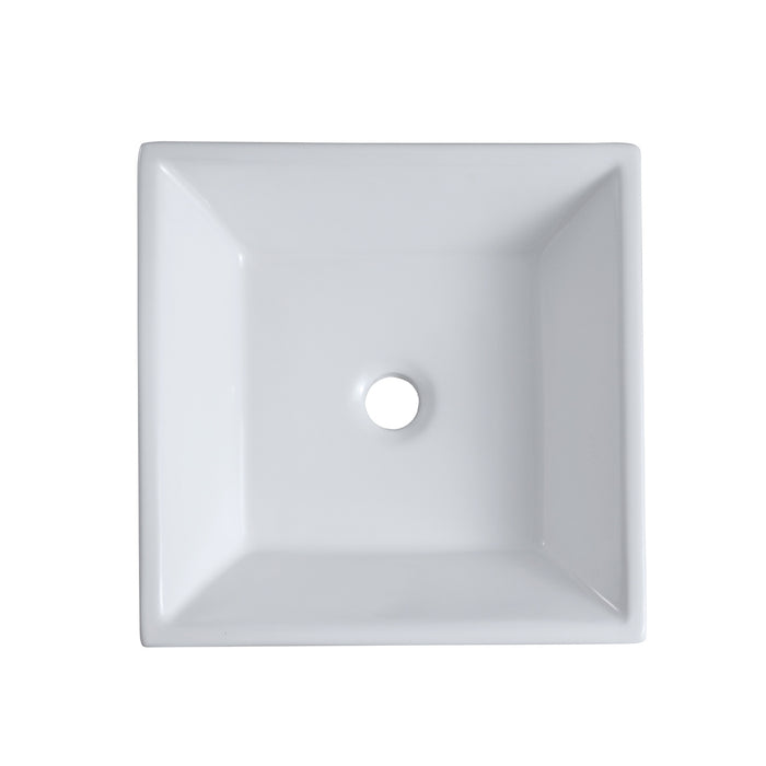 16.38" L x 16.38" W White Ceramic Square Vessel Bathroom Sink