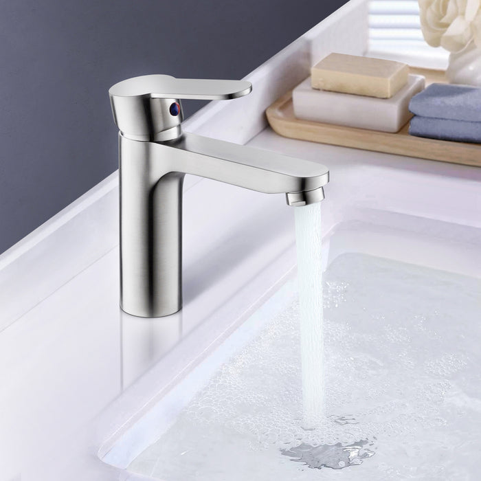 Stainless Steel Single Hole Bathroom Faucet Single Handle Vanity Faucet Vessel Sink Tap In Contemporary Design