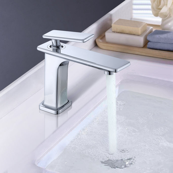 Bathroom Sink Faucet Single Handle Vanity Faucet Single Hole Vessel Sink Tap in Stainless Steel Material