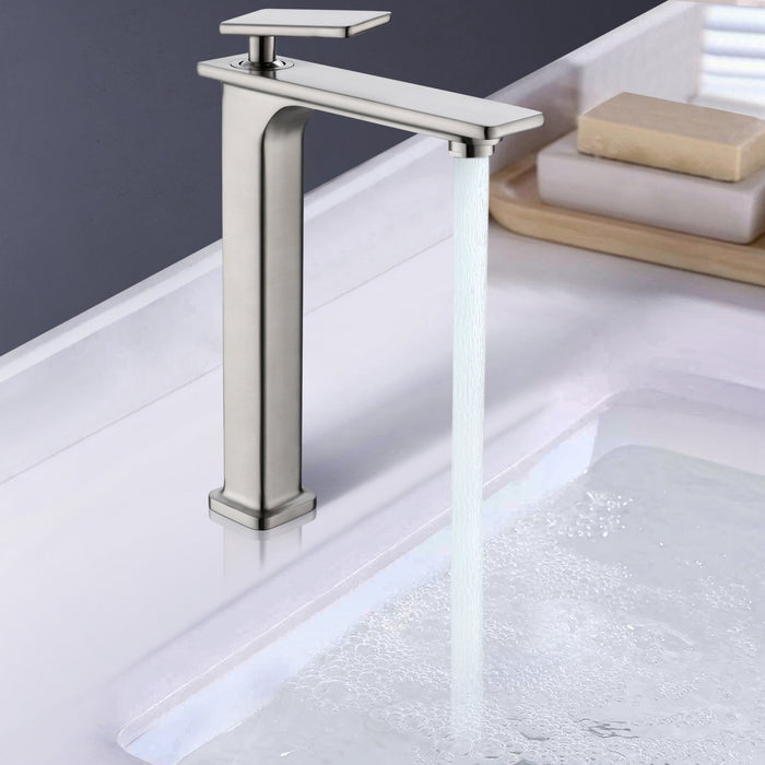 Bathroom Sink Faucet Single Handle Vanity Faucet Single Hole Vessel Sink Tap in Stainless Steel Material