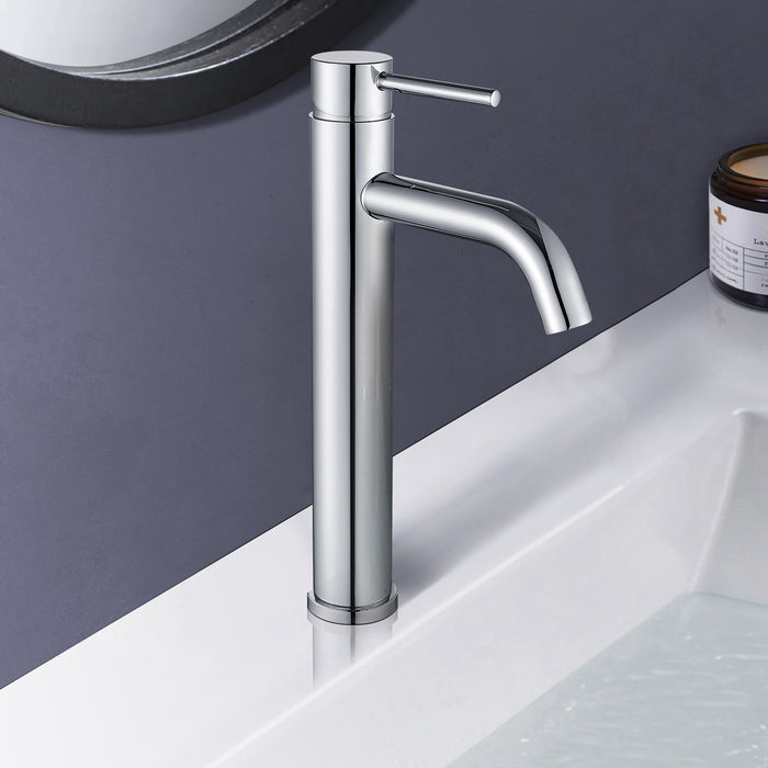 Modern Single Handle Bathroom Sink Faucet Single Hole Stainless Steel Vessel Sink Faucets