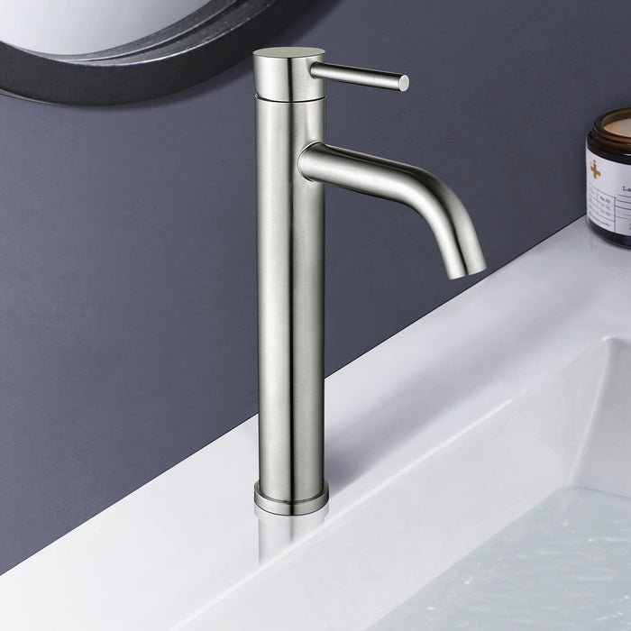 Modern Single Handle Bathroom Sink Faucet Single Hole Stainless Steel Vessel Sink Faucets