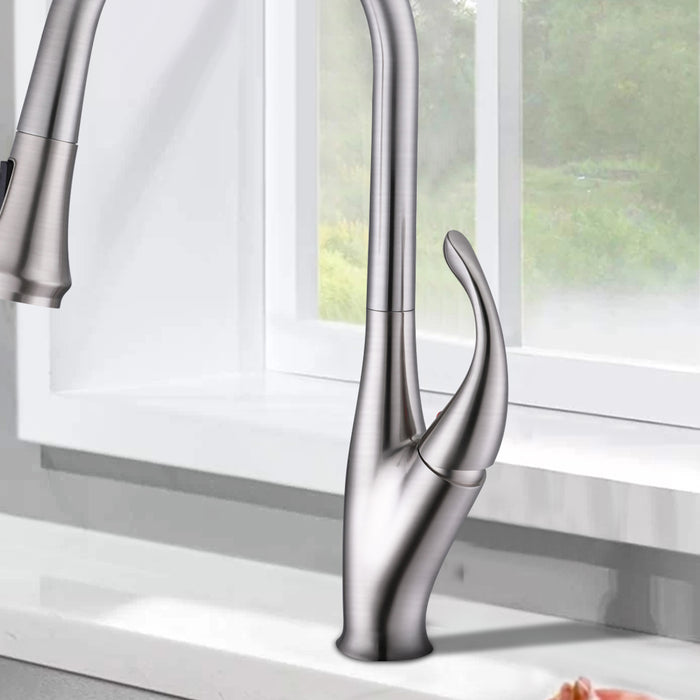 Single-Handle 2-Spray Kitchen Faucet with Pull Down Sprayer Stainless Steel Faucet
