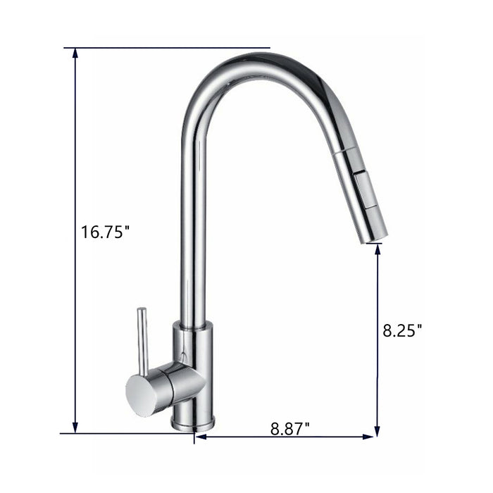 Pull Down Kitchen Faucet Single-Handle Stainless Steel Kitchen Faucet with Sprayer