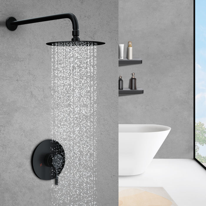 Rainfall Shower System 10" Single-Handle 1-Spray Round Pressure Balanced Wall Mounted Shower Faucet with Valve Shower Set