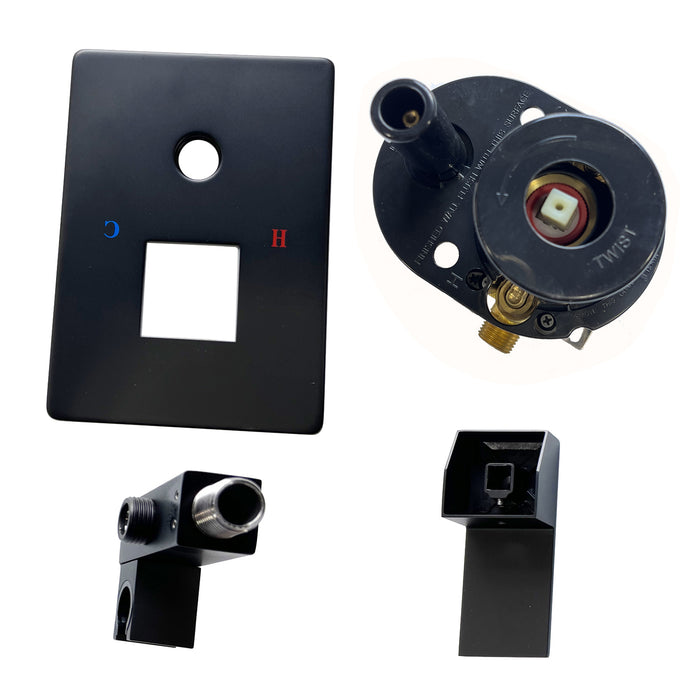 Shower System Single-Handle 1-Spray Rain Pressure Balanced Wall Mounted Shower Faucet in Matte Black (Valve Included)