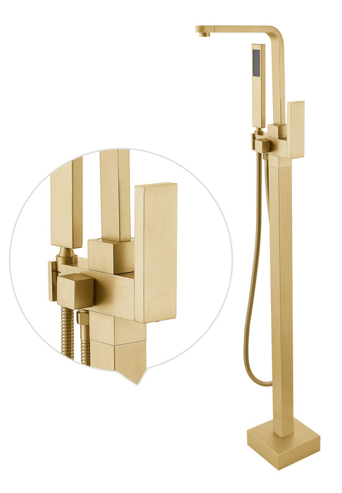 Single Handle Freestanding Tub Faucet with Handheld Shower Head