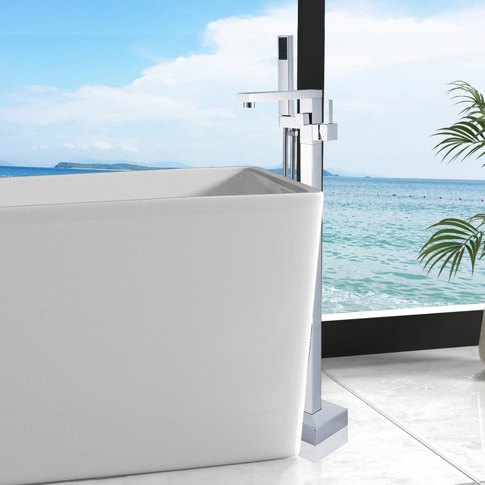 Floor Mount Tub Filler One Handle Freestanding Bathtub Faucet with Hand Shower Head