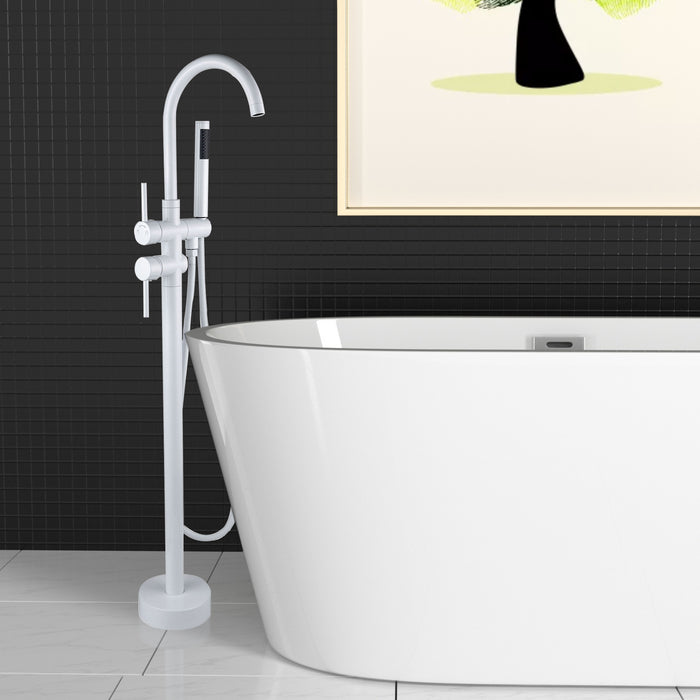 2 Handle Freestanding Bathtub Faucet Tub Filler with Hand Shower