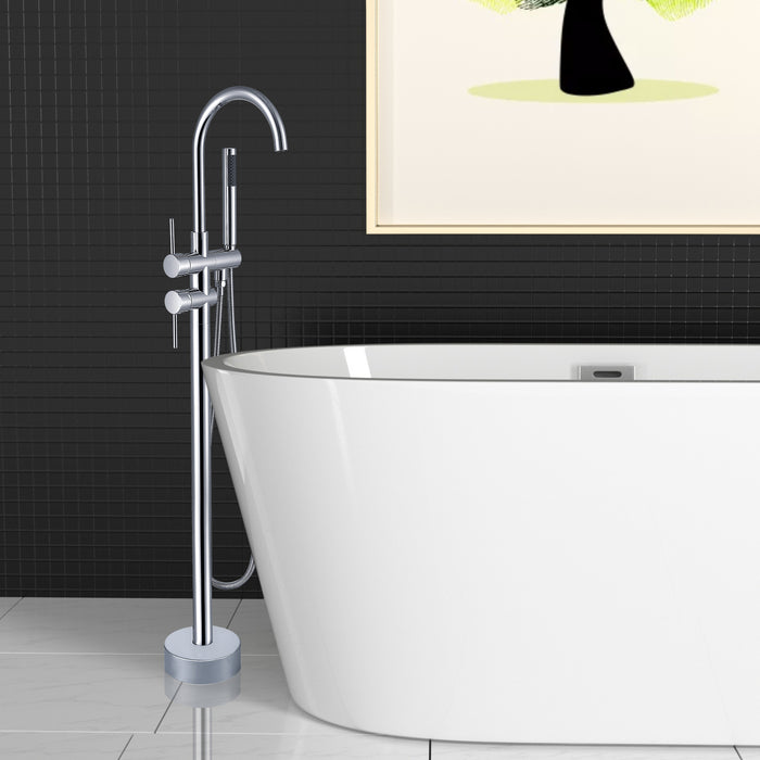 2 Handle Freestanding Bathtub Faucet Tub Filler with Hand Shower