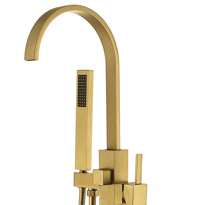 Single Handle Freestanding Tub Faucet with Hand Shower Head