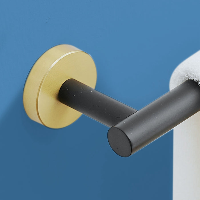 Modern Stainless Steel 5-Piece Bath Hardware Set with Towel Bar, Towel Robe Hook Toilet Paper Holder Robe Hook