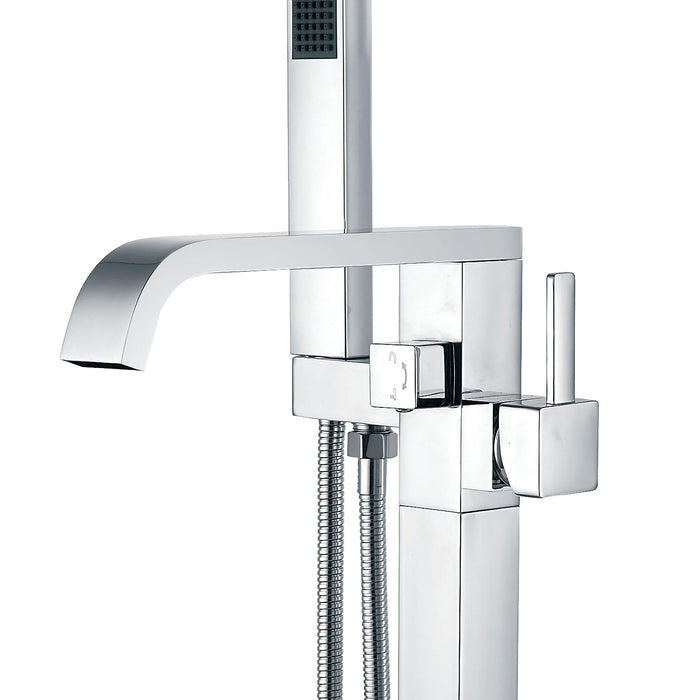 One Handle Freestanding Bathtub Faucet Floor Mount Tub Filler with Handheld Shower