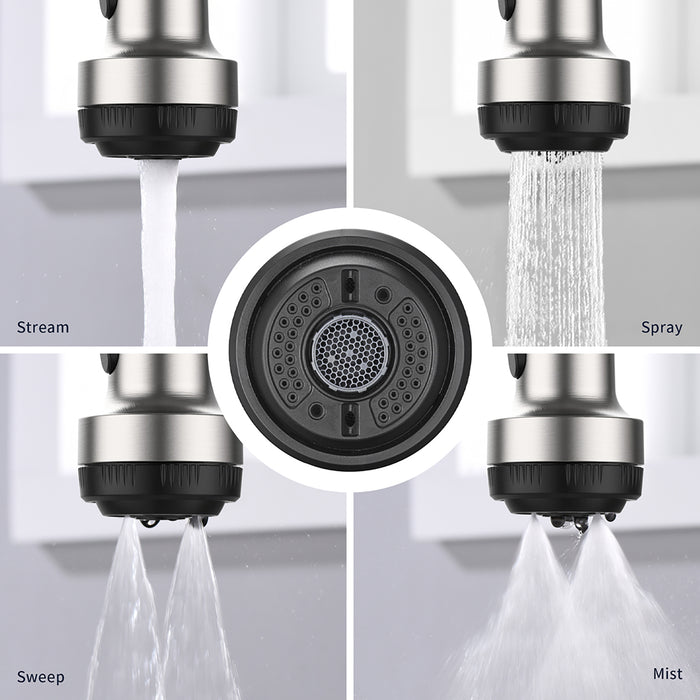 Kitchen Faucet with Pull Down Sprayer and 4 Spraying Modes Single Handle Commercial Spring Kitchen Sink Faucet