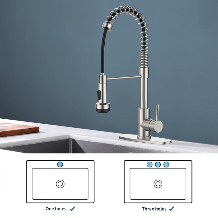 Kitchen Faucet with Pull Down Sprayer and 4 Spraying Modes Single Handle Commercial Spring Kitchen Sink Faucet