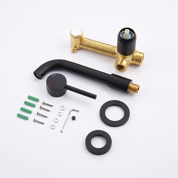 Wall Mount Faucet for Bathroom Sink or Bathtub, Single Handle 2 Holes Brass Rough-in Valve Included