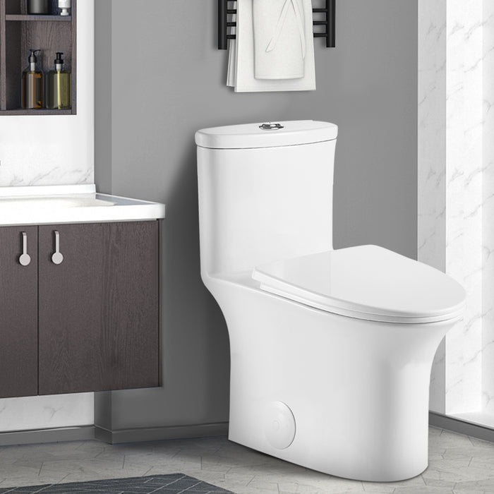 12" Rough-In 1.28 GPF Dual Flush Elongated Toilet Flush toilet 1-Piece White, Seat Included
