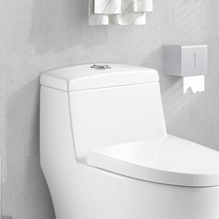 12" Rough-In 1 GPF Single Flush Elongated Toilet Flush toilet 1-Piece White, Seat Included