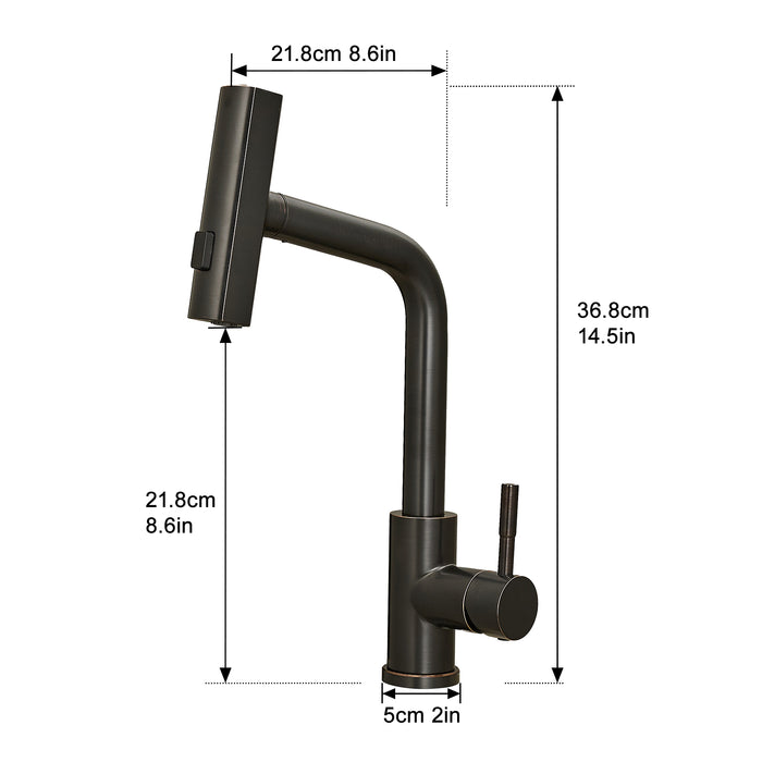 Single Handle Basin Sink Pull Out Kitchen Faucet With 360° Rotating Spout