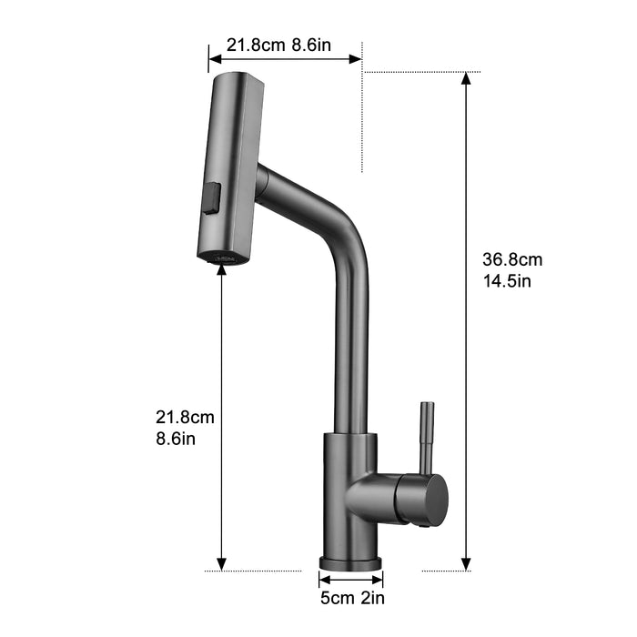 Single Handle Basin Sink Pull Out Kitchen Faucet With 360° Rotating Spout