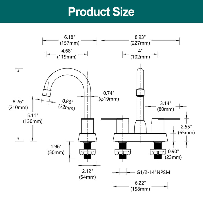 2 Handles Bathroom Sink Faucet, Centerset RV Bathroom Faucets for 2/3 Hole