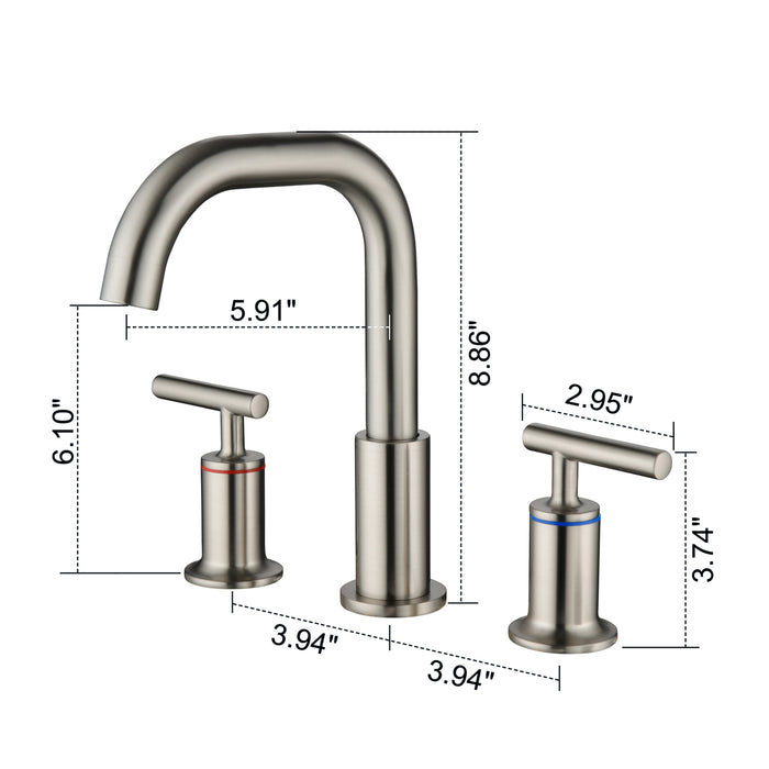 Modern 8" Widespread Bathroom Faucet Solid Brass Double Handle Vanity Faucet with 360-Degree Rotatable Water Spout