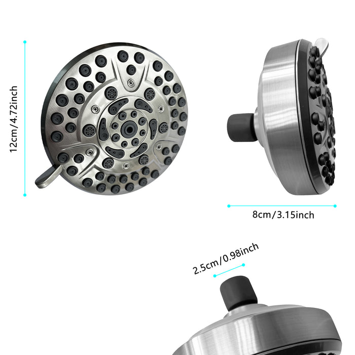10-Spray Patterns with 1.75 GPM 4.72 in. Wall Mount Fixed Shower Head With High-Pressure in Brushed Nickel