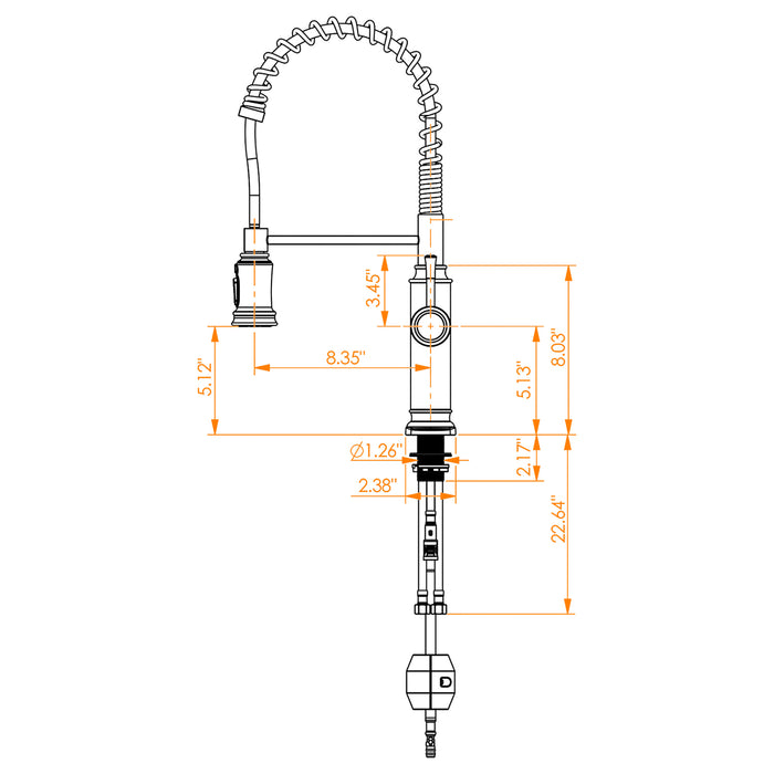 Single Handle Spring Kitchen Sink Faucet with 3 Modes Pull Down Sprayer and Deck Plate for 1or3 Holes, 360° Rotation, Spot Resist Stainless Steel Lead Free