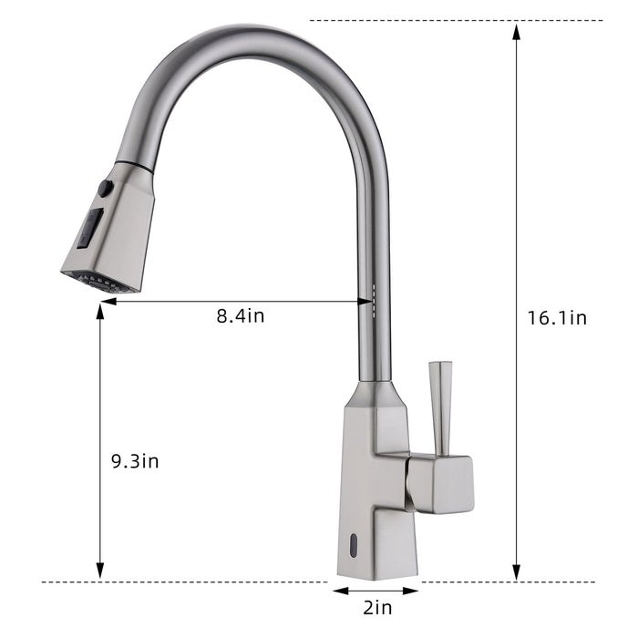 Touchless Kitchen Faucet Single Handle Sensor Pull Down Kitchen Faucet with Sprayer Three Function Sprayhead in Modern Design