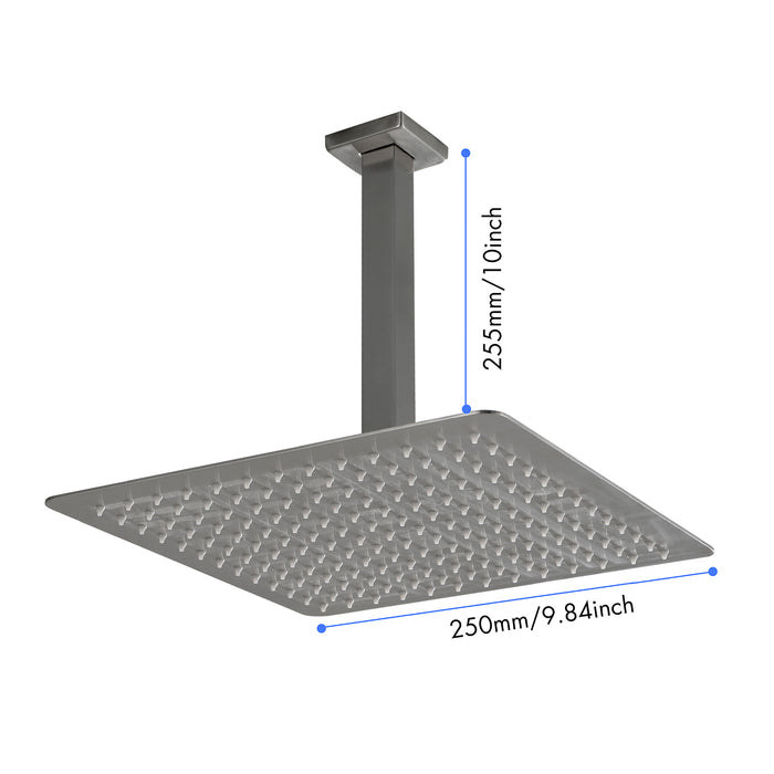1-Spray Patterns with 2.5 GPM 9.84 in. Ceiling Mount Fixed Shower Head in Brushed Nickel