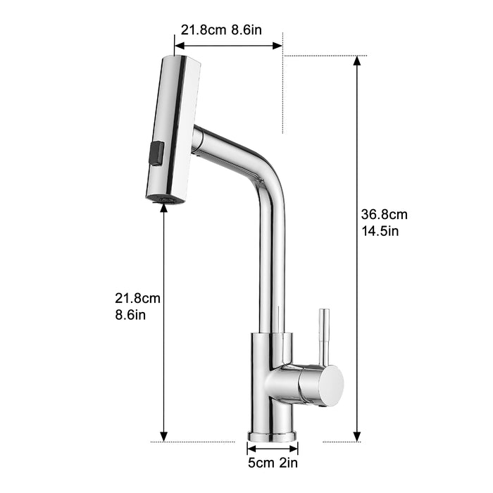 Single Handle Basin Sink Pull Out Kitchen Faucet With 360° Rotating Spout